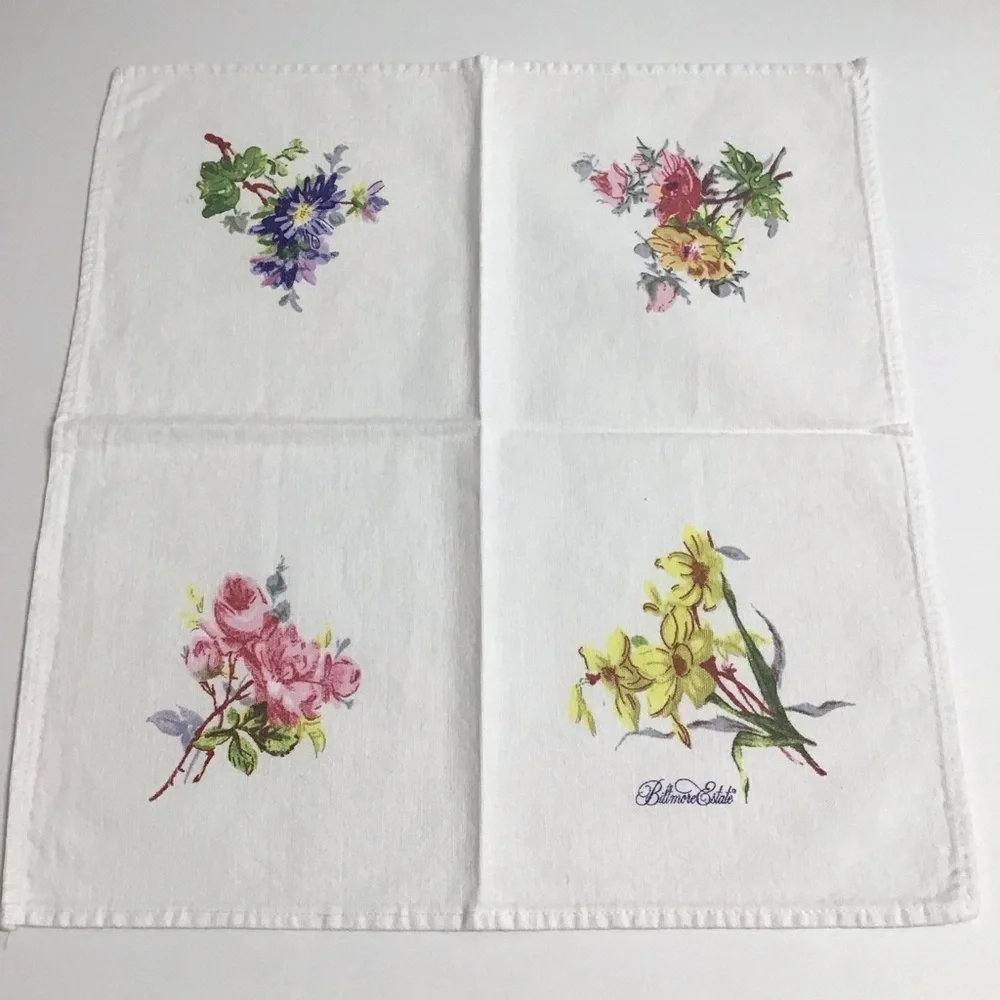 Biltmore Estate Floral Napkins SET OF 3 Thick Cotton Bread Basket Liners Cottage